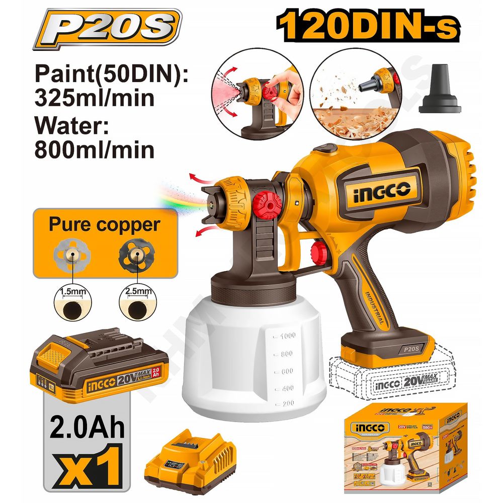 Ingco CSGLI20042 Li-Ion Spray Gun 20V Ingco CSGLI20042 Li-Ion Spray Gun 20V
